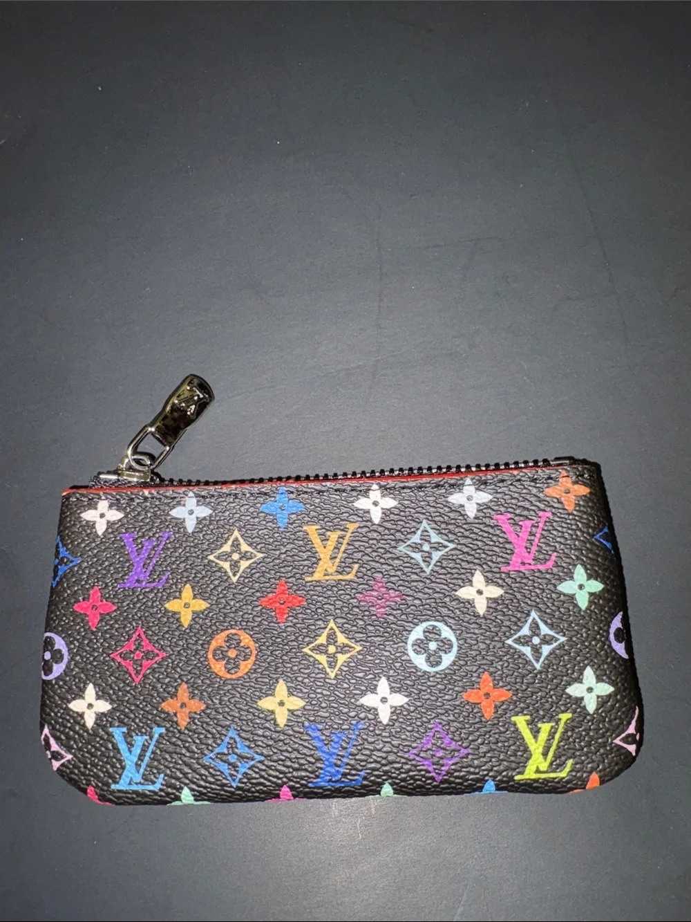 Designer Inspired Black Multicolor Monogram Key & Coin Pouch